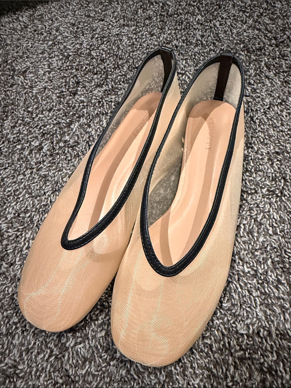 NWOT Nude Mesh Flats